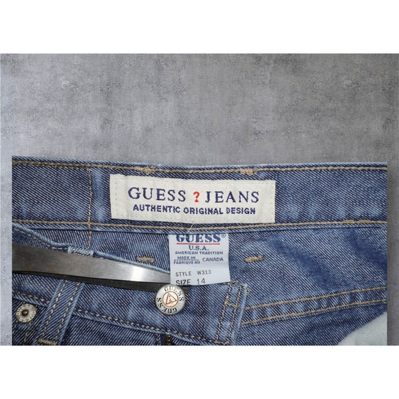 Vintage GUESS Jeans W313 Flare Leg Blue Denim – Size 14 – Made in Canada – Y2K 9 - Picture 3 of 7